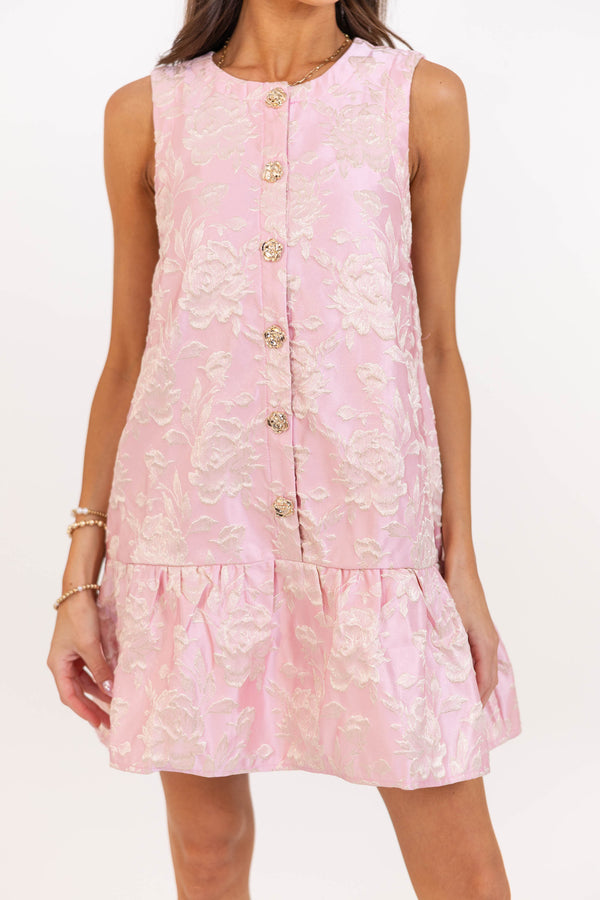 Timelessly Yours Pink Brocade Dress