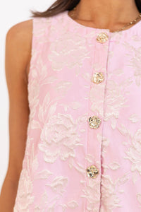Timelessly Yours Pink Brocade Dress