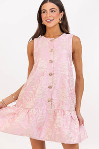 Timelessly Yours Pink Brocade Dress