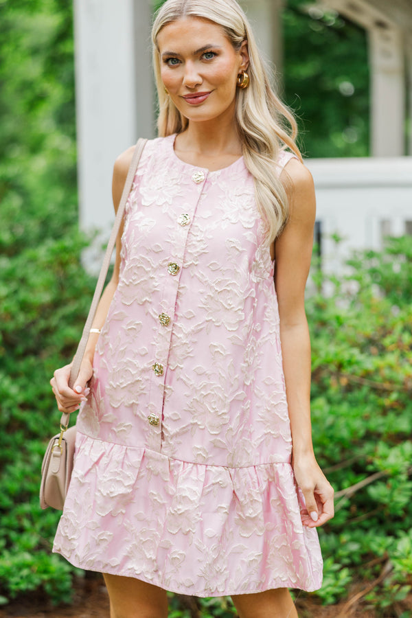 Timelessly Yours Pink Brocade Dress