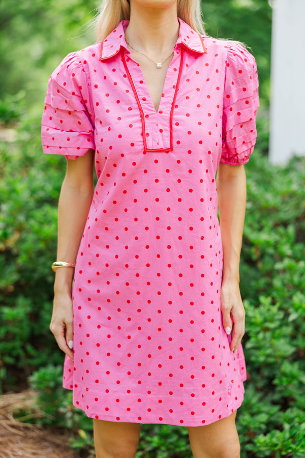 All The Sweet Details Pink Polka Dot Dress
