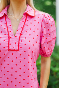 All The Sweet Details Pink Polka Dot Dress