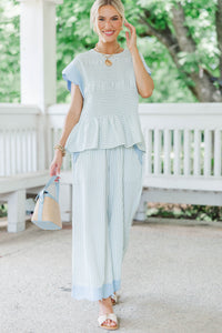 Radiantly You Light Blue Striped Pants