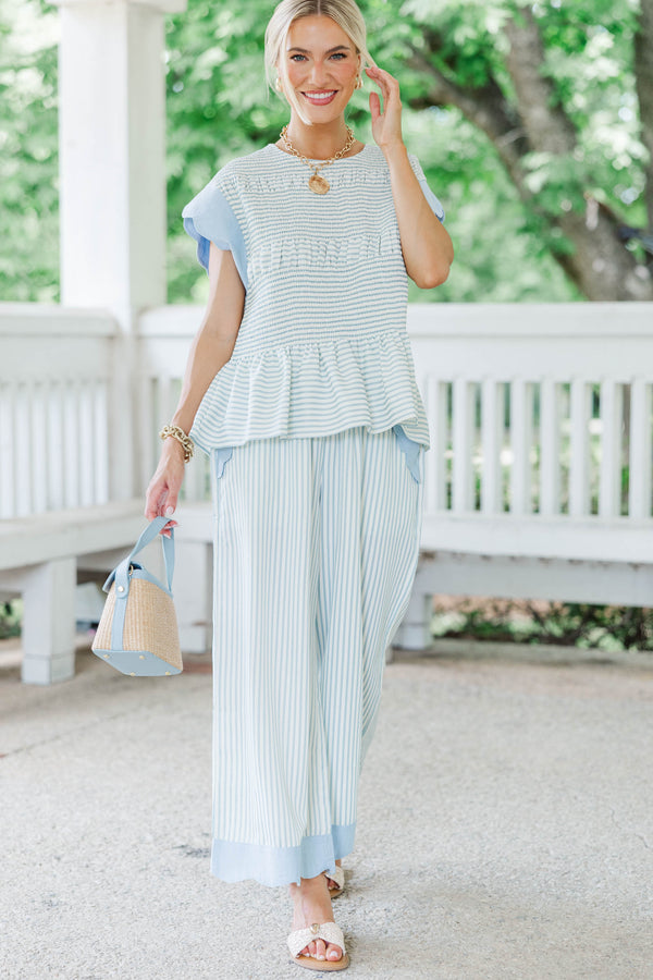 Radiantly You Light Blue Striped Pants
