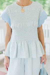 Purely Present Light Blue Striped Blouse
