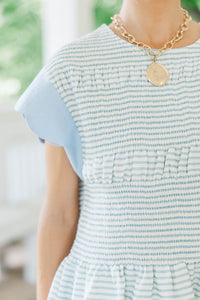 Purely Present Light Blue Striped Blouse