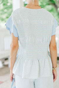 Purely Present Light Blue Striped Blouse