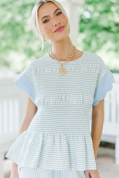 Purely Present Light Blue Striped Blouse – Shop the Mint
