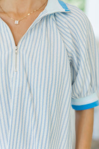 Simply Luminous Blue Striped Blouse