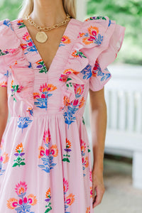 Just In Case Pink Floral Midi Dress
