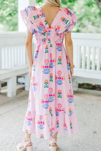 Just In Case Pink Floral Midi Dress
