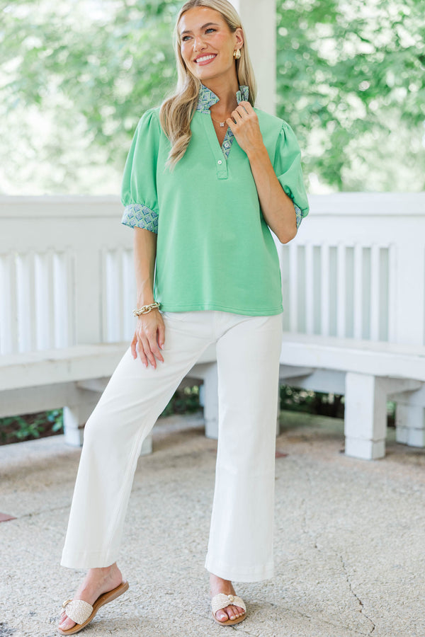 Basking In It Green Blouse