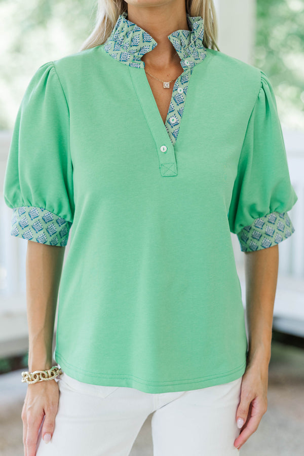 Basking In It Green Blouse