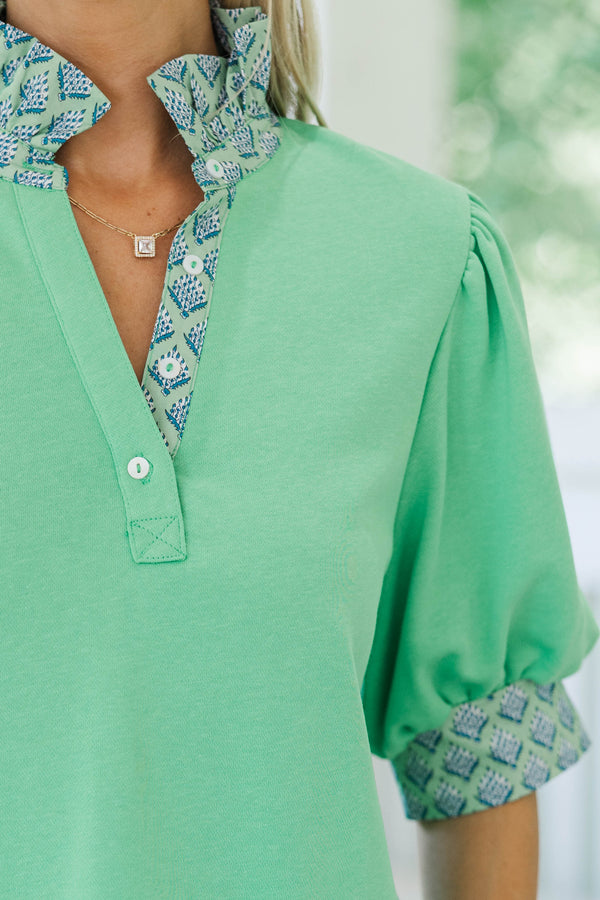 Basking In It Green Blouse
