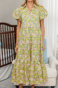 NURSING COLLECTION: Perfect For You Chartreuse Embroidered Midi Dress
