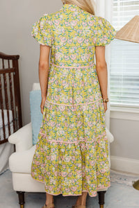 NURSING COLLECTION: Perfect For You Chartreuse Embroidered Midi Dress
