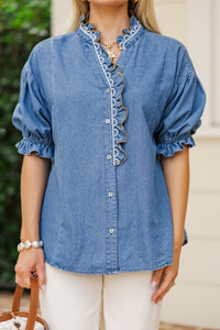 Understated Elegance Blue Denim Blouse