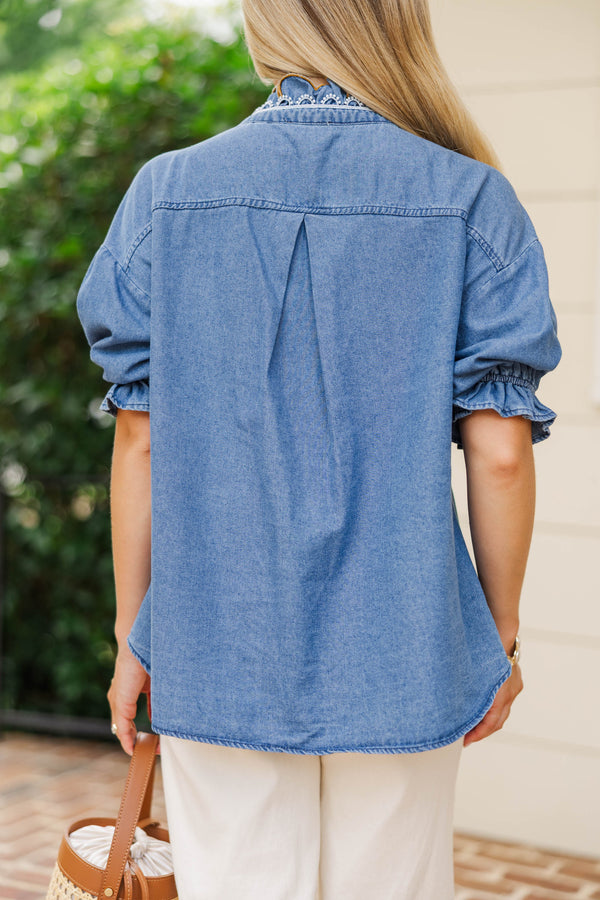 Understated Elegance Blue Denim Blouse