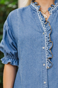 Understated Elegance Blue Denim Blouse