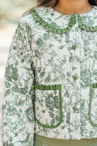 Girls: Complete The Look Quilted Olive Toile Jacket