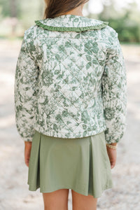 Girls: Complete The Look Quilted Olive Toile Jacket