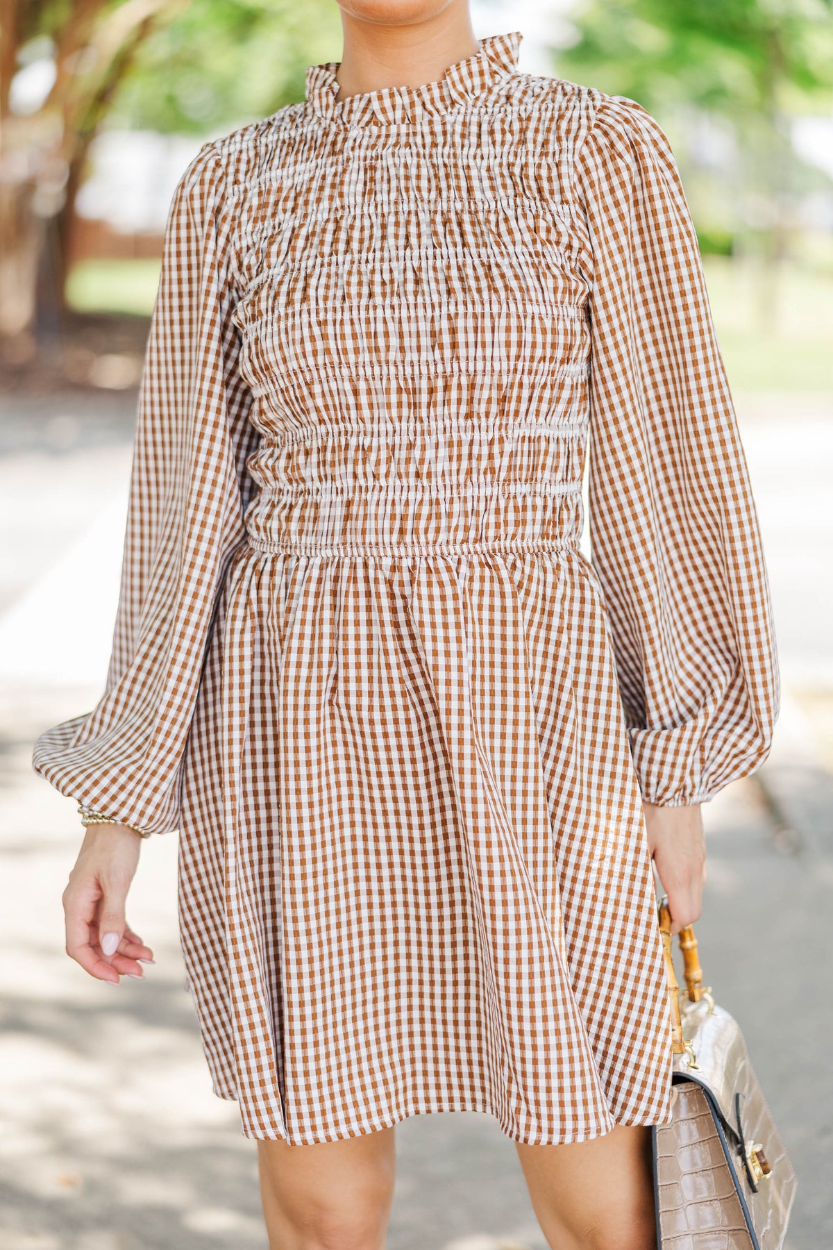 Cherish Every Moment Brown Gingham Dress – Shop the Mint