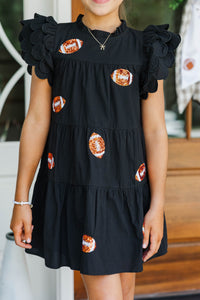 Girls: The Holland Black Football Sequin Scalloped Dress