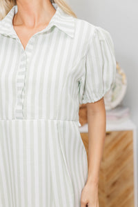 NURSING COLLECTION: Easy Does It Sage Striped Dress