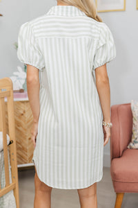 NURSING COLLECTION: Easy Does It Sage Striped Dress