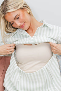 NURSING COLLECTION: Easy Does It Sage Striped Dress