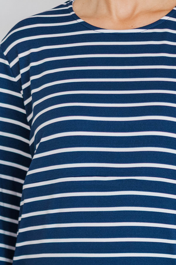 NURSING COLLECTION: Cozy State Navy Striped Midi Dress