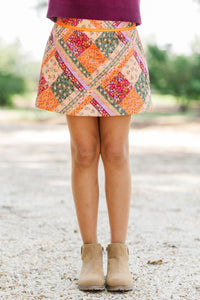 Girls: To The Countryside Orange Patchwork Skort