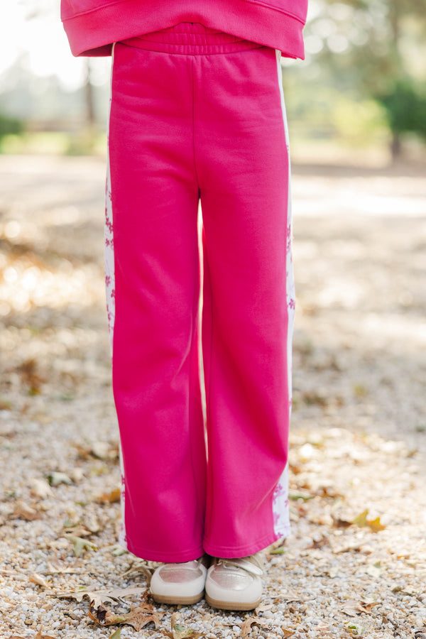 Girls: Playdate Petals Fuchsia Stripe Sweatpants