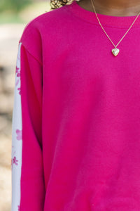 Girls: Playdate Petals Fuchsia Stripe Sweatshirt