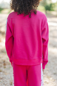 Girls: Playdate Petals Fuchsia Stripe Sweatshirt