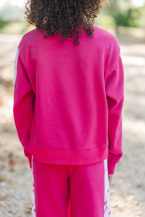 Girls: Playdate Petals Fuchsia Stripe Sweatshirt