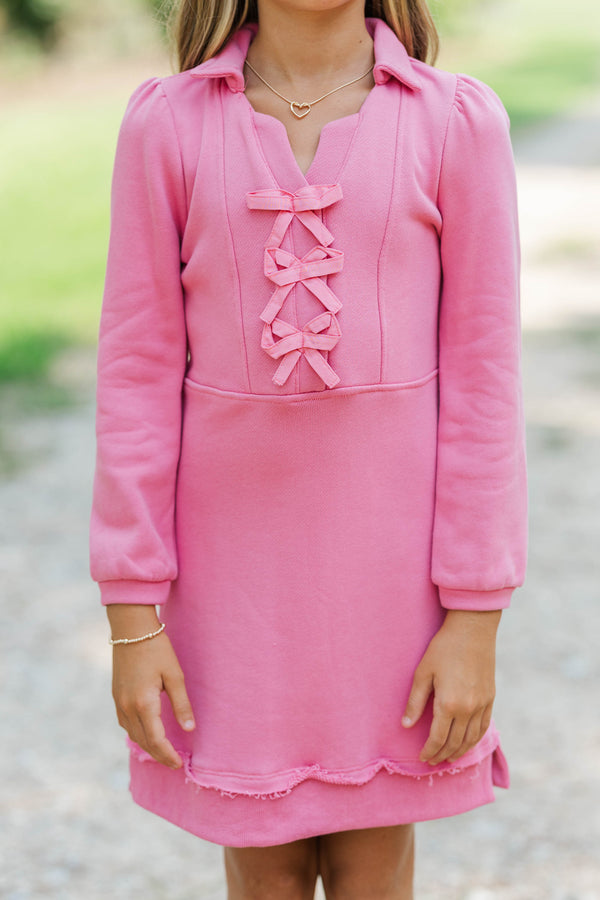 Girls: Always A Dream Pink Bow Detail Dress