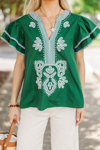By Chance Green Stripe Blouse