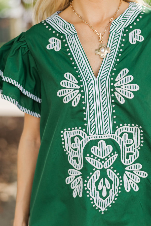 By Chance Green Stripe Blouse