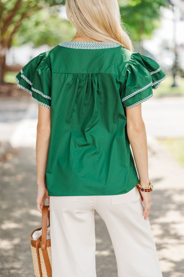 By Chance Green Stripe Blouse