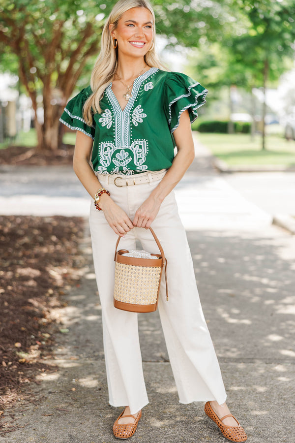 By Chance Green Stripe Blouse