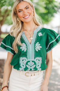 By Chance Green Stripe Blouse