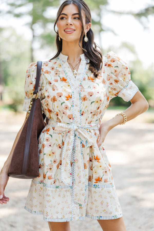 Feels Like Home Cream Floral Dress