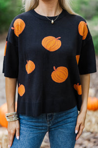 Fall Magic Black Pumpkin Sweater