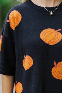 Fall Magic Black Pumpkin Sweater