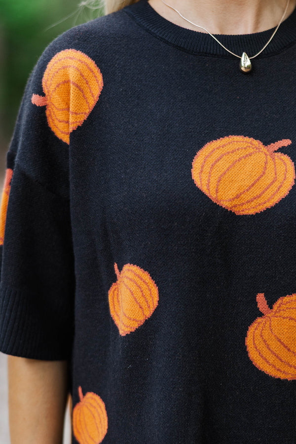 Fall Magic Black Pumpkin Sweater