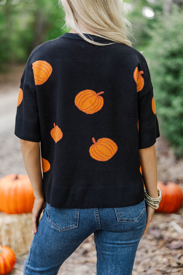 Fall Magic Black Pumpkin Sweater