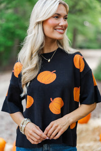 Fall Magic Black Pumpkin Sweater