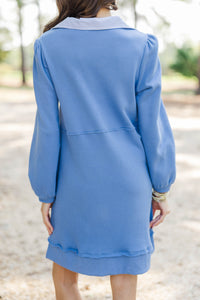 Find It Again Blue Stripe Collared Dress