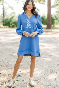 Find It Again Blue Stripe Collared Dress